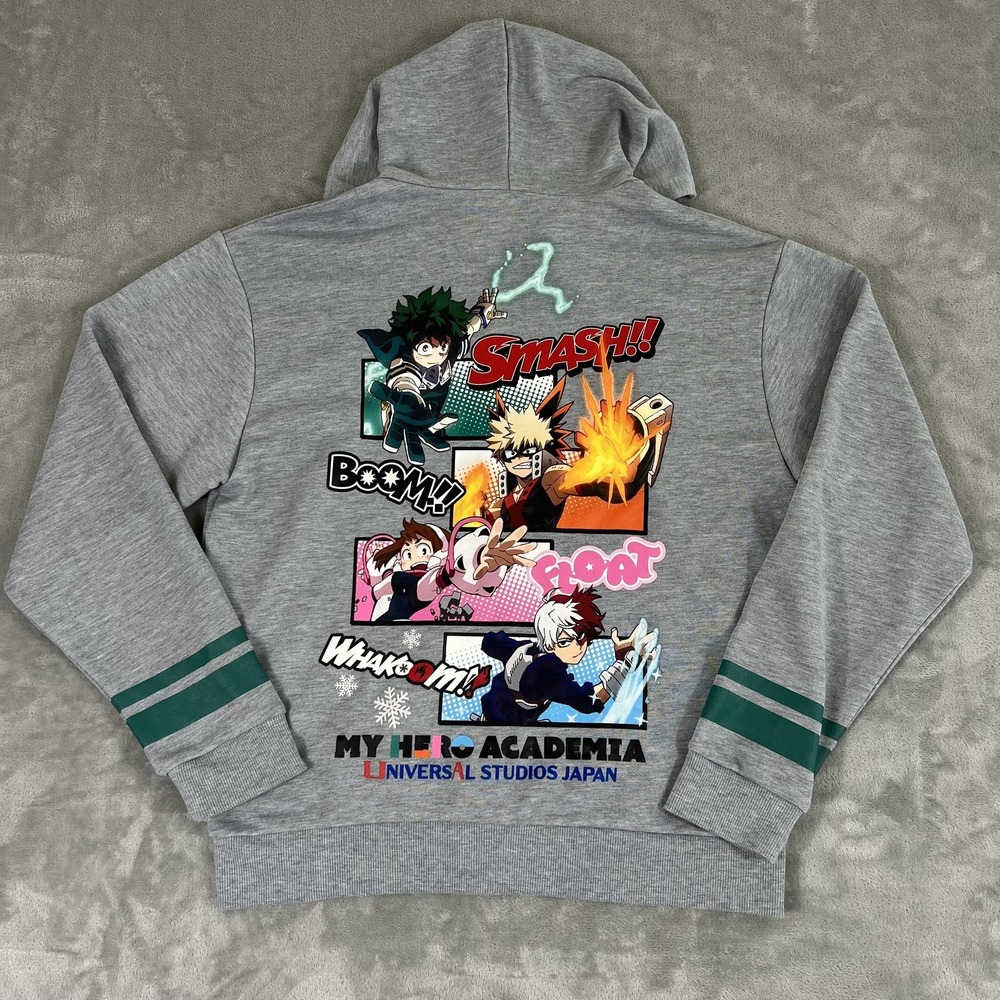 USJ Limited My Hero Academia Zip Hoodie Mens Medium Gray Universal Studios Japan